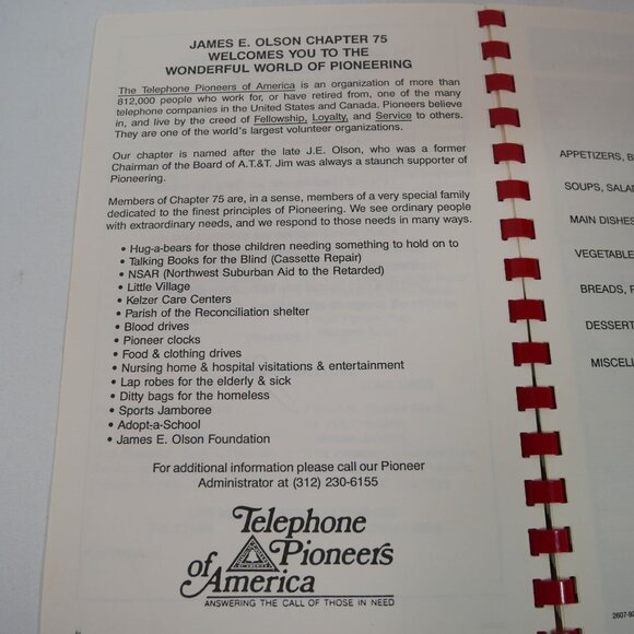 Treasured Recipes Cookbook From The Telephone Pioneers Of America 1992-93 - Picture 5 of 5